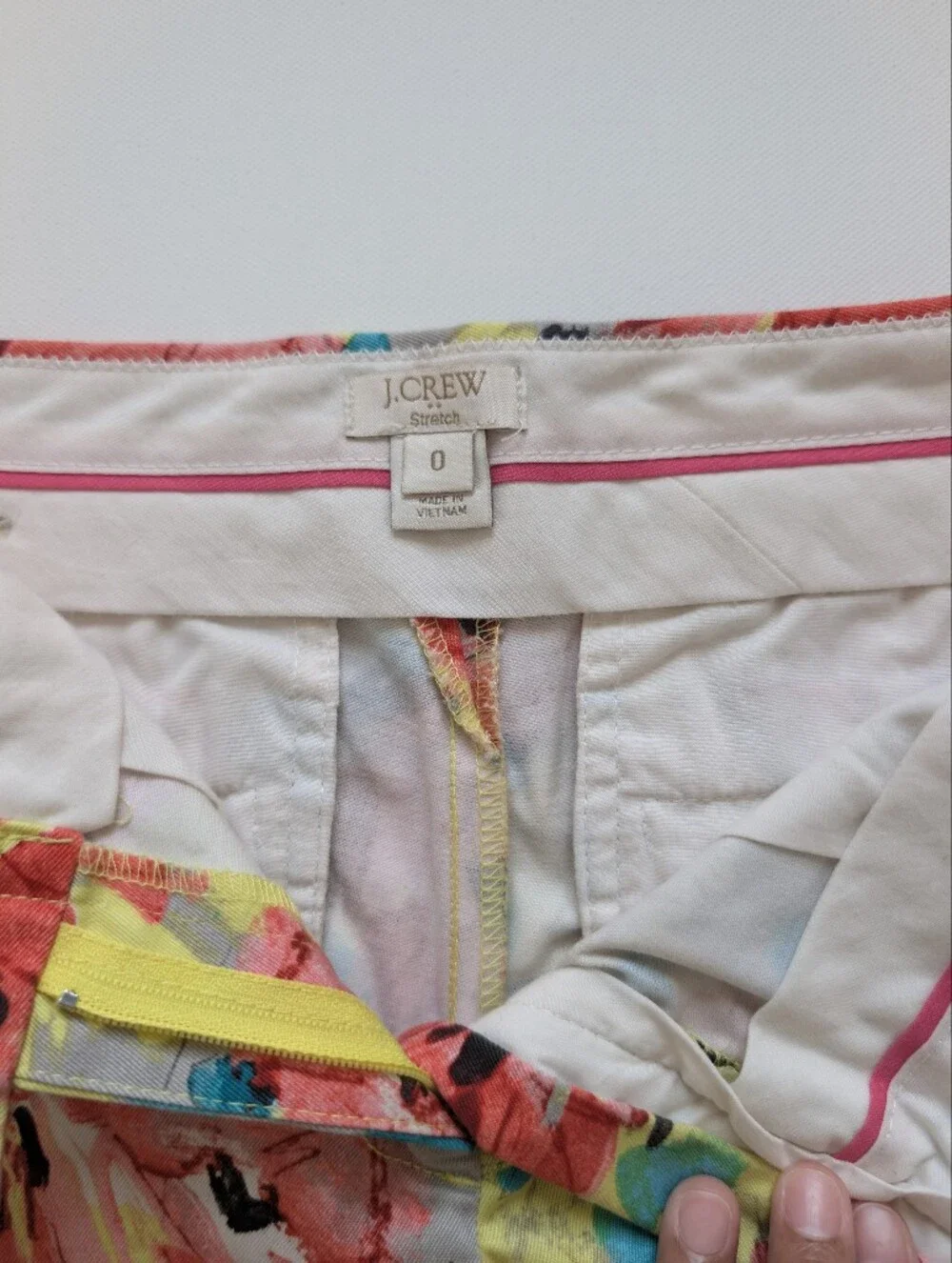 J. Crew Yellow Floral High Waist Shorts with Red and Teal Accents